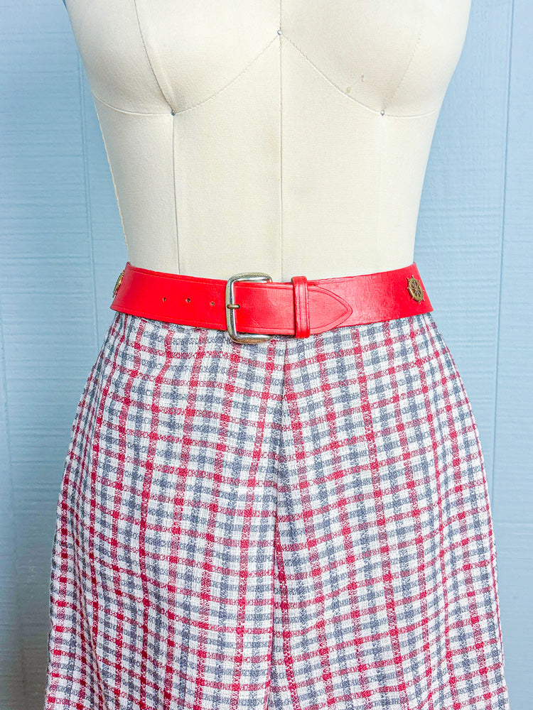 Mrs. Maisel 50s Red Leather Curved Nautical Belt | XS/S