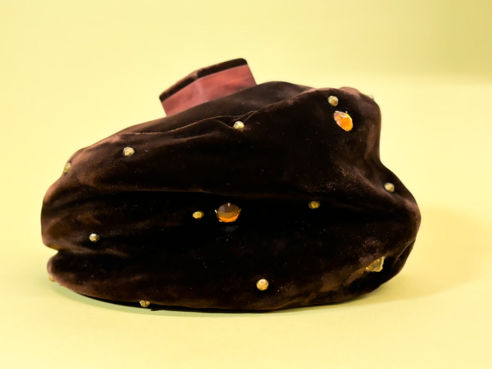 50s/60s Mrs. Maisel Chocolate Brown Velvet Hat