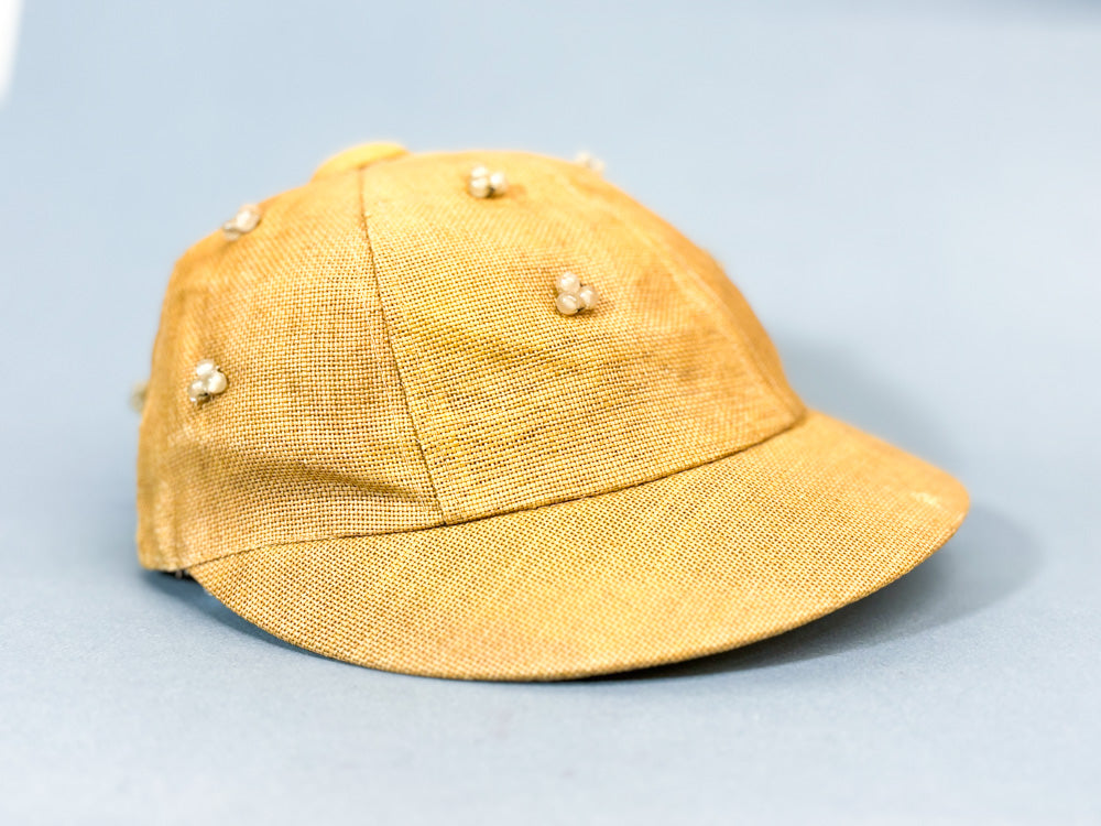 50s Mrs. Maisel Natural Tan Beaded Sporty Sun Baseball Cap