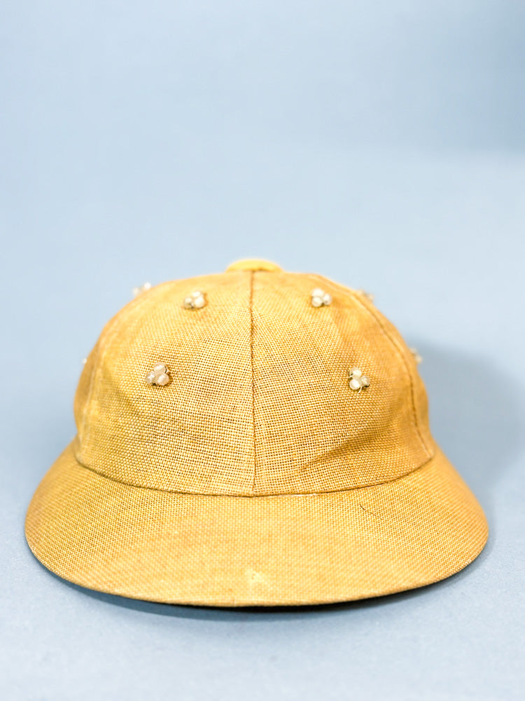 50s Mrs. Maisel Natural Tan Beaded Sporty Sun Baseball Cap