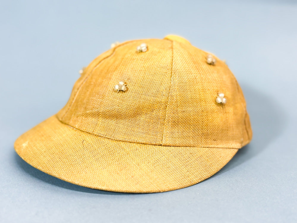 50s Mrs. Maisel Natural Tan Beaded Sporty Sun Baseball Cap