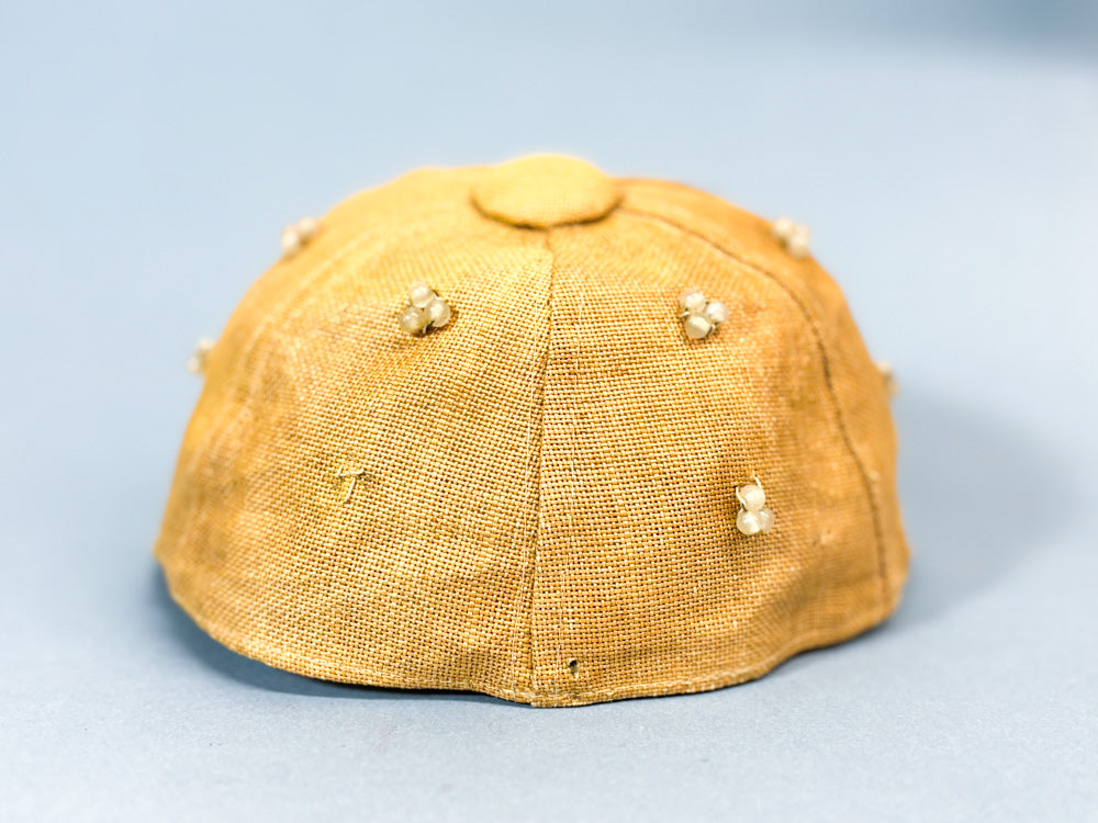 50s Mrs. Maisel Natural Tan Beaded Sporty Sun Baseball Cap