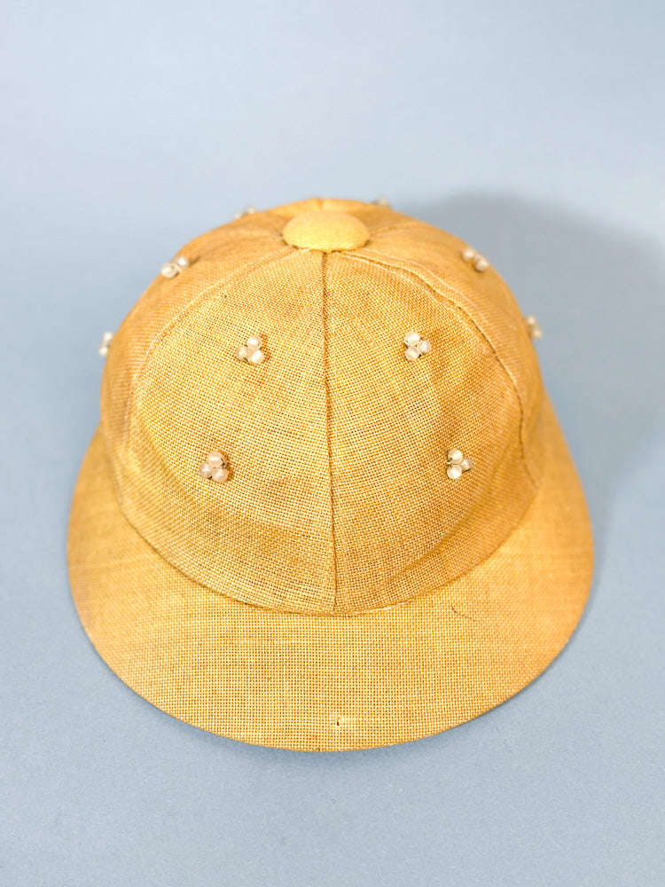 50s Mrs. Maisel Natural Tan Beaded Sporty Sun Baseball Cap