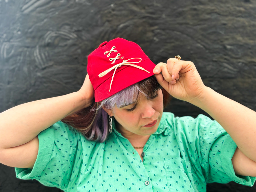 50s Mrs. Maisel Red Shoelace Sporty Baseball Cap