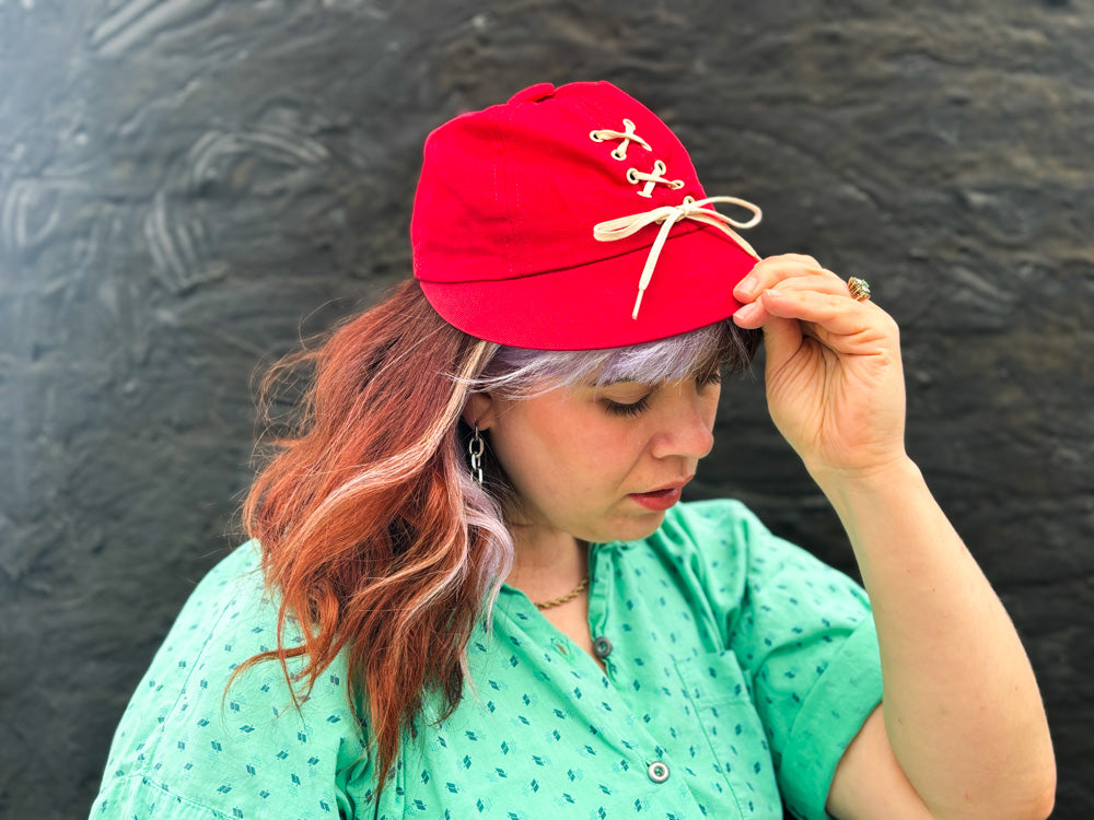 50s Mrs. Maisel Red Shoelace Sporty Baseball Cap