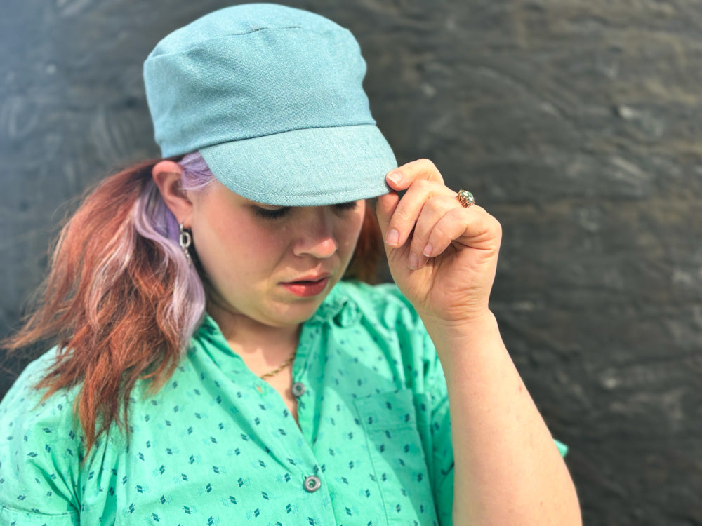 50s Mrs. Maisel Chambray Blue Work Cadet Hat