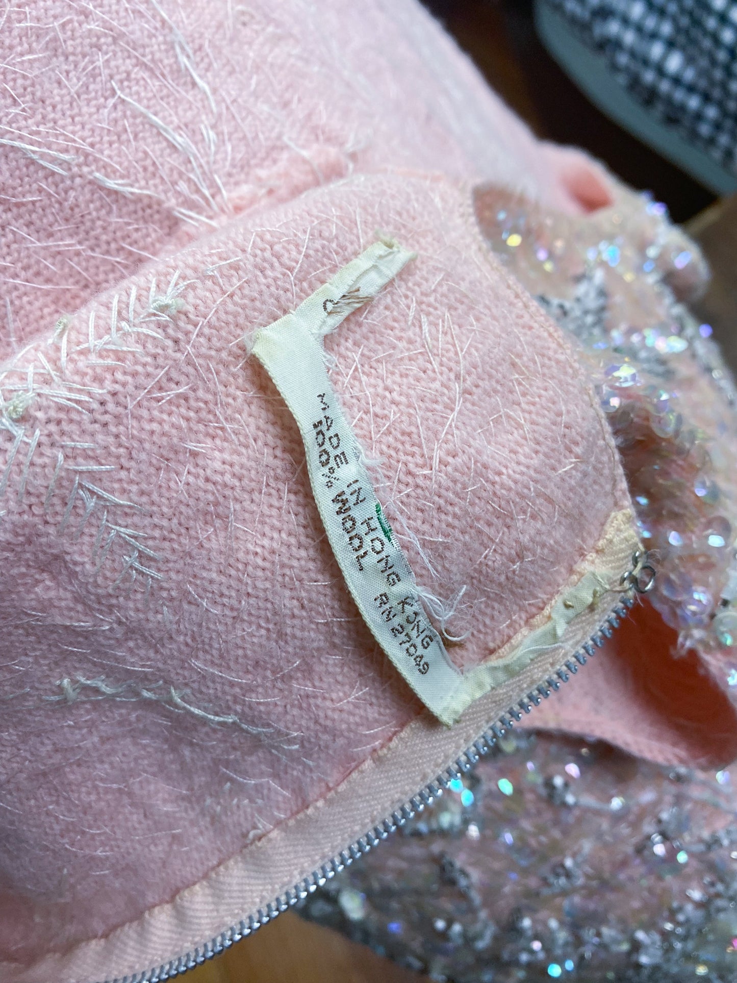 60s Beaded Pink Knit Dress