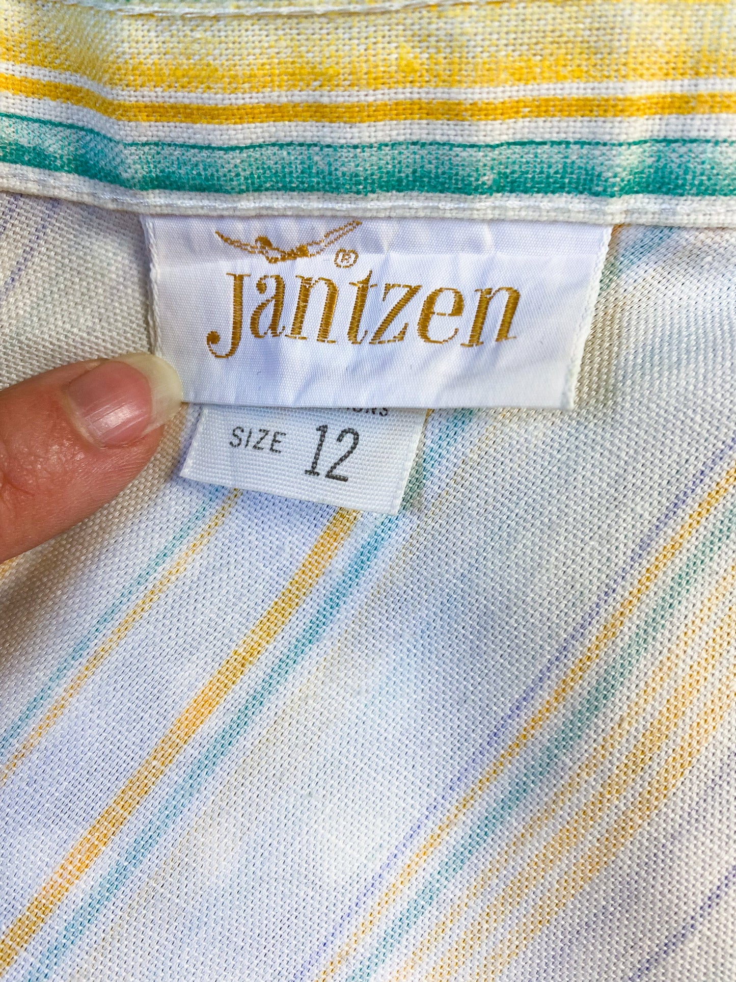 70's Jantzen Yellow & Lavender Stripe Wrap Skirt