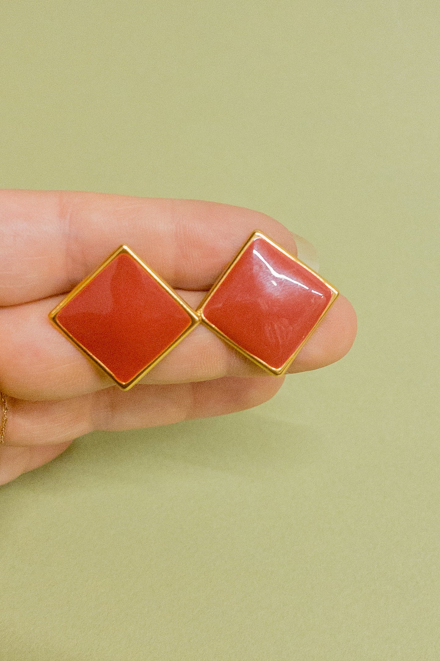 Clay Red Metal Square Pierced Post