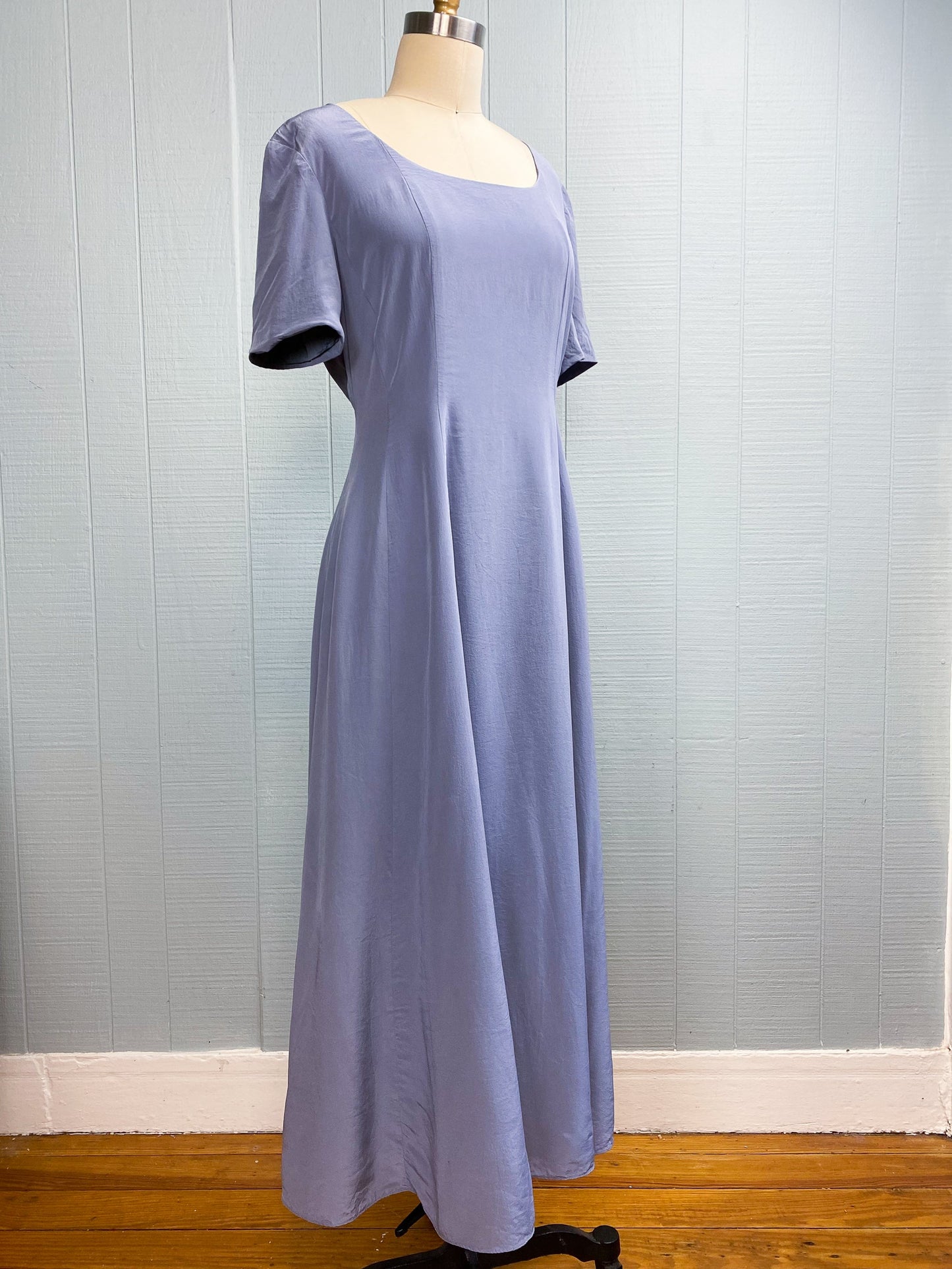 90s Dusty Blue/Lilac Silk Laura Ashley Dress | M