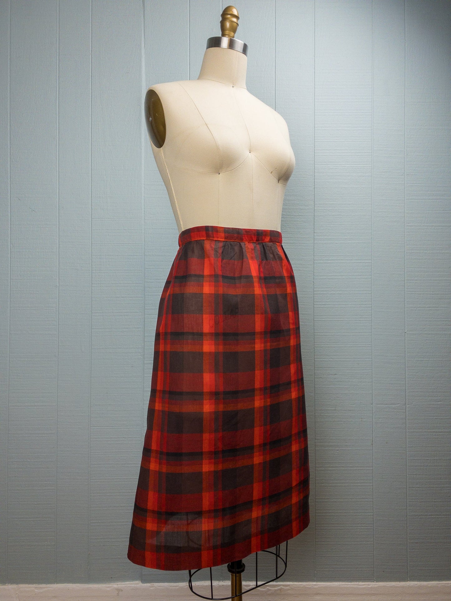 50s/60s Red Tartan Skirt | L