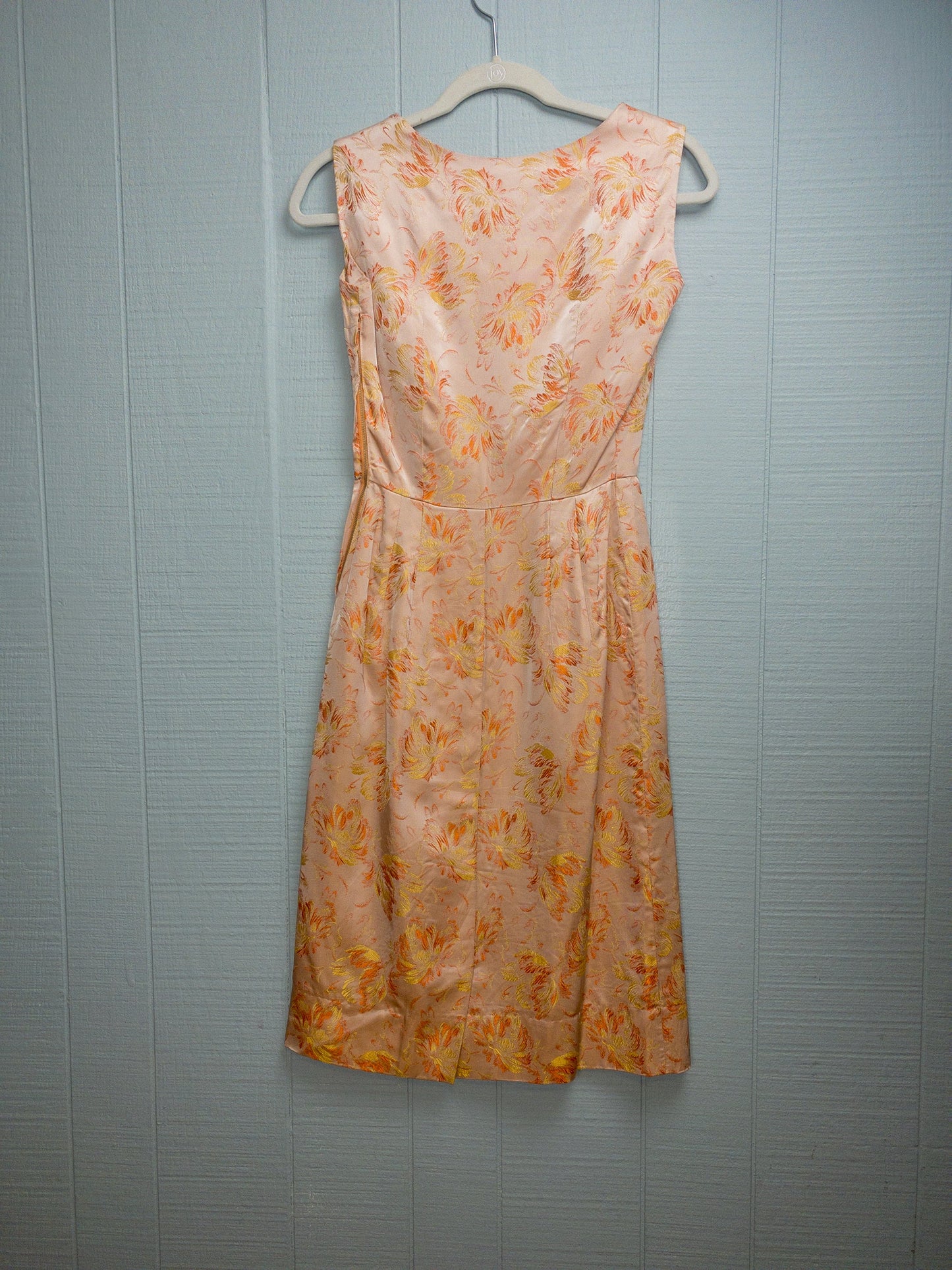 50's 60's "Marvelous Mrs. Maisel" Peach Jacquard Wiggle Dress | XXS