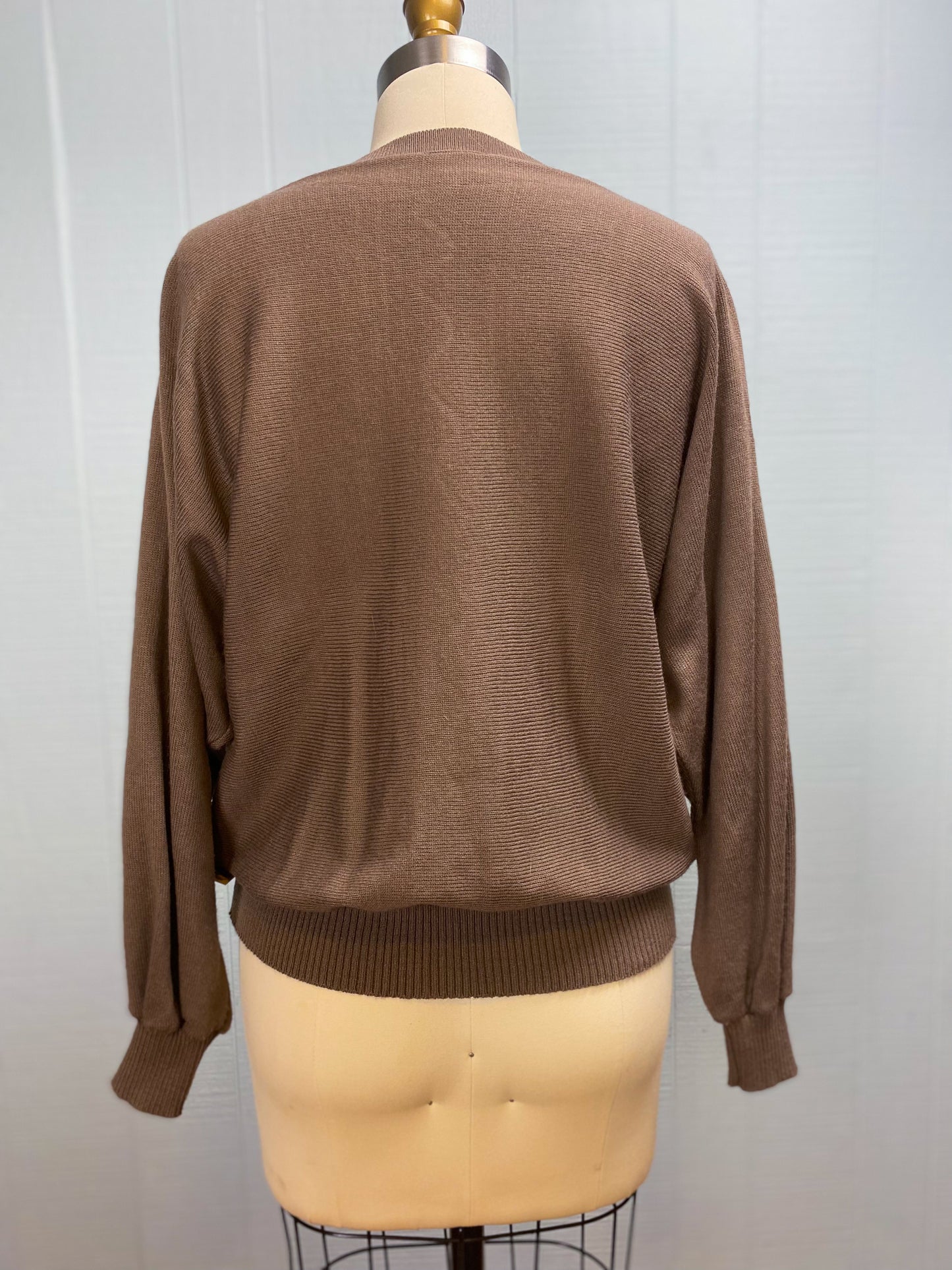 80's Taupe & Brown Stripe Batwing Sweater | S/M/L