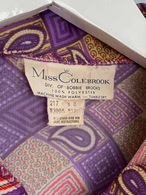60's 70's Gold & Purple Geometric Paisley Shirt | S/M