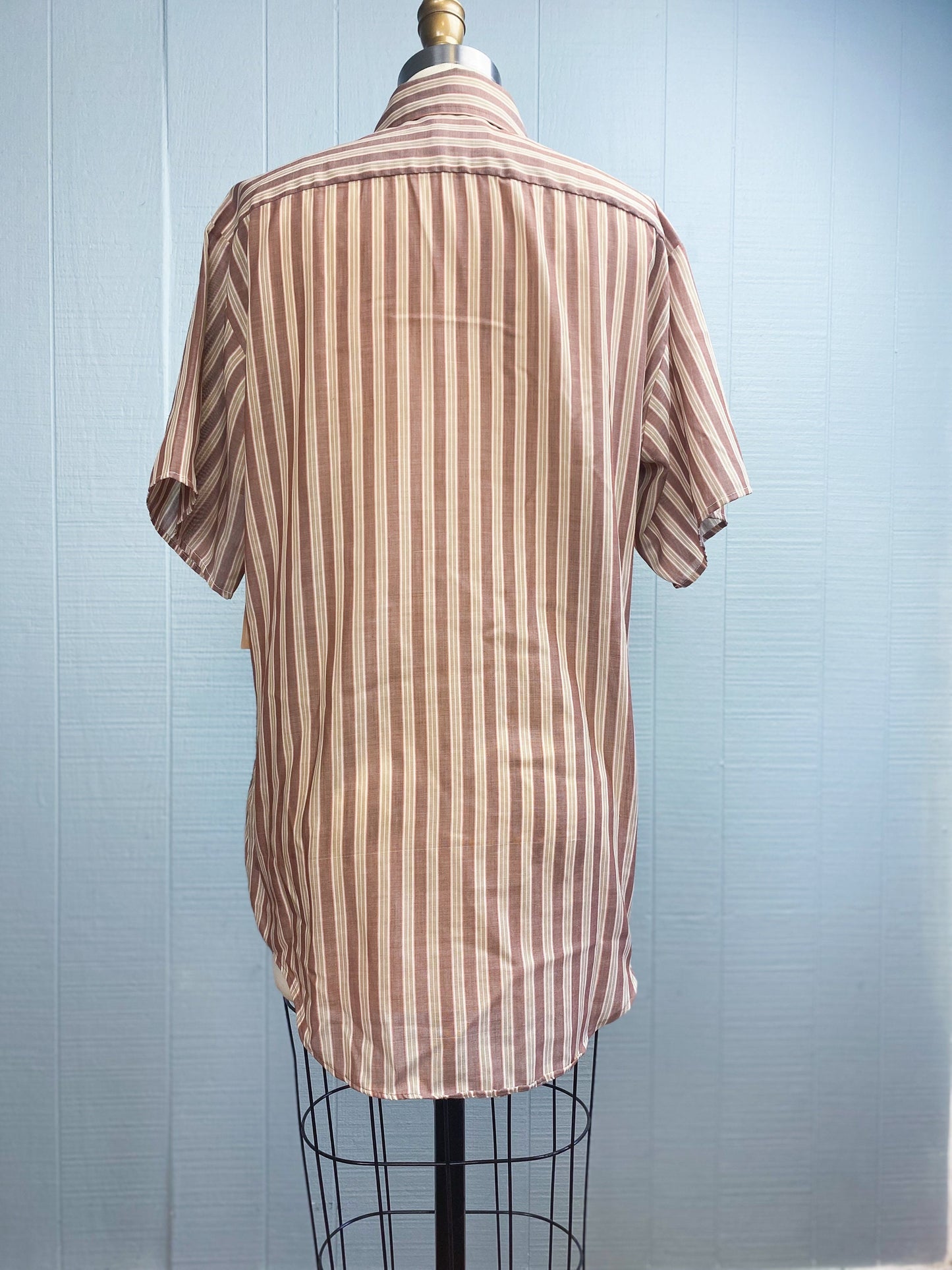 60s 70s Brown Stripe Shirt | M/L