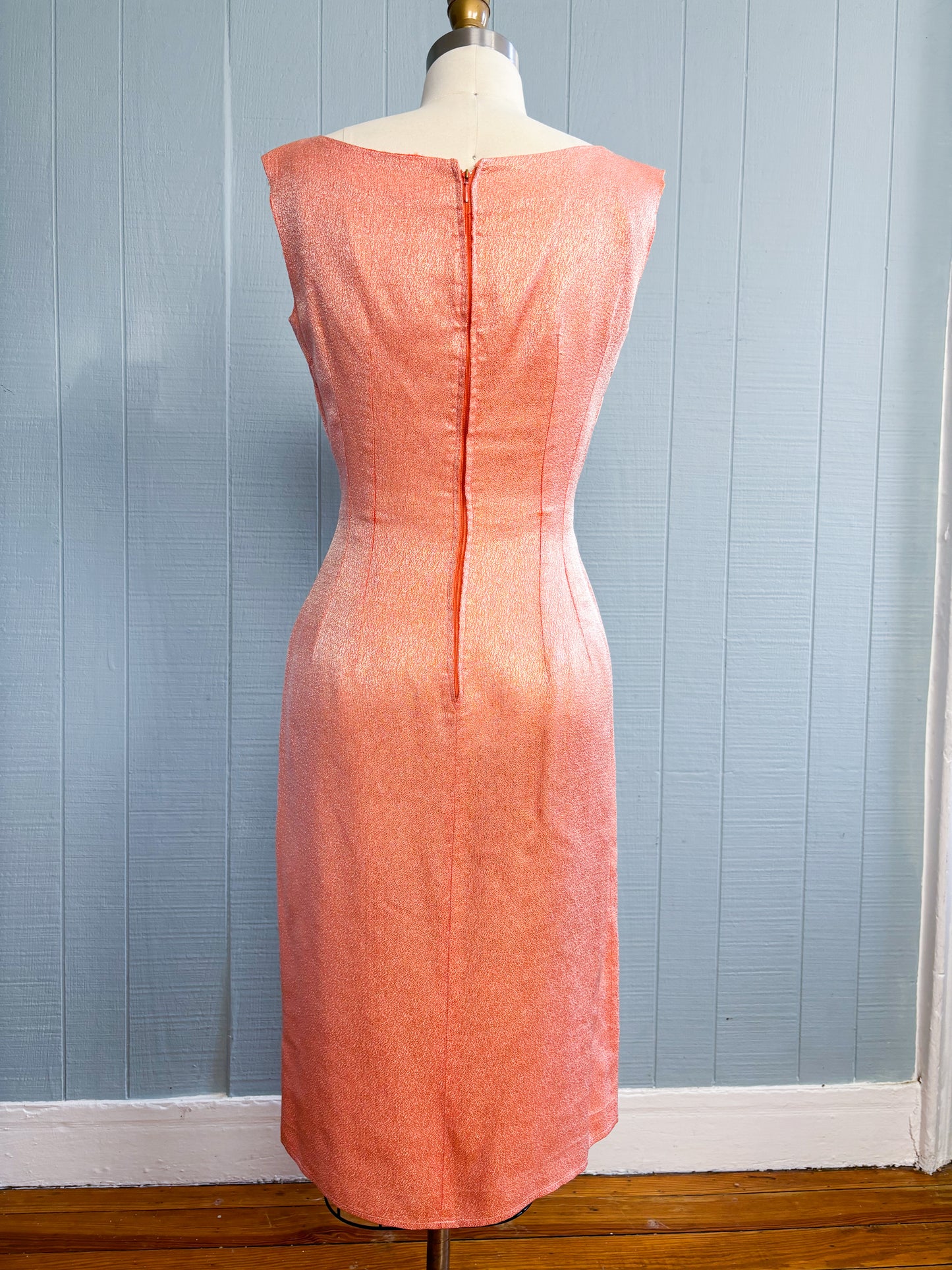 60's Mrs. Maisel Lurex Shimmer Peach Cocktail Dress | S