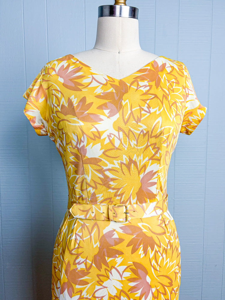 60s Mrs. Maisel Yellow Wild Daisy Dress | S/M