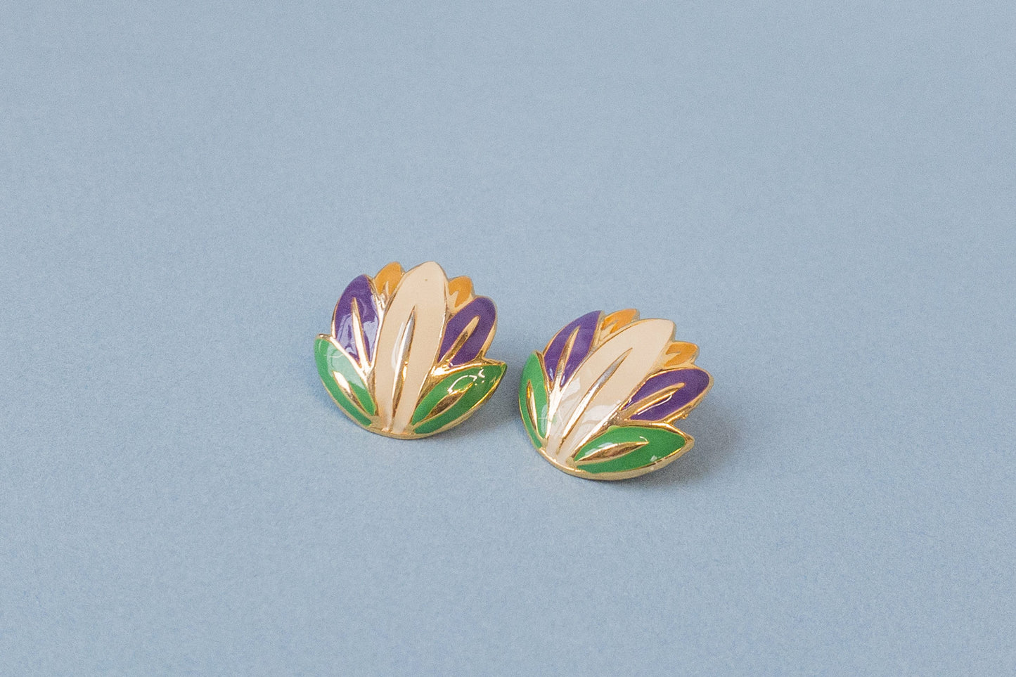Vintage Lotus Flower Earrings