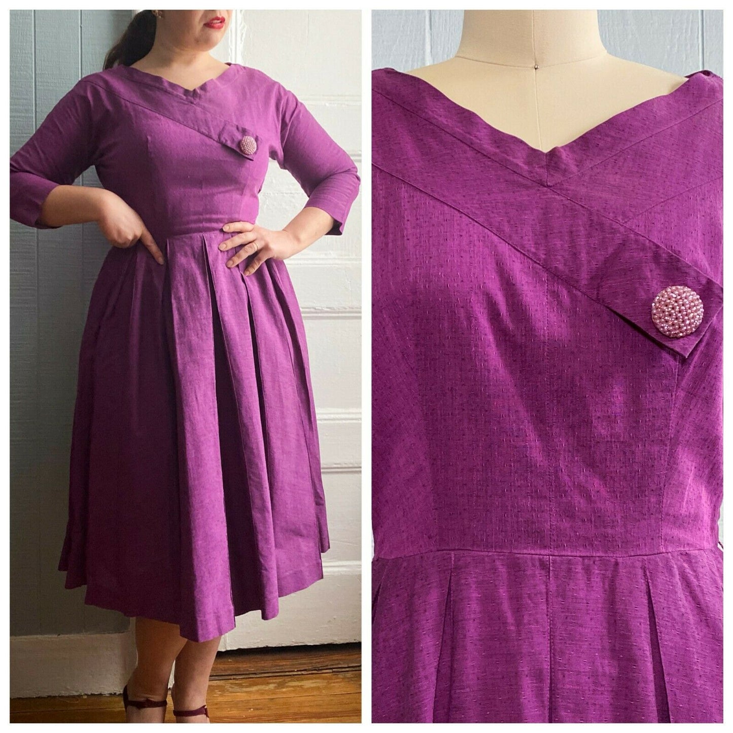 50s Deep Purple Party Dress | S/M