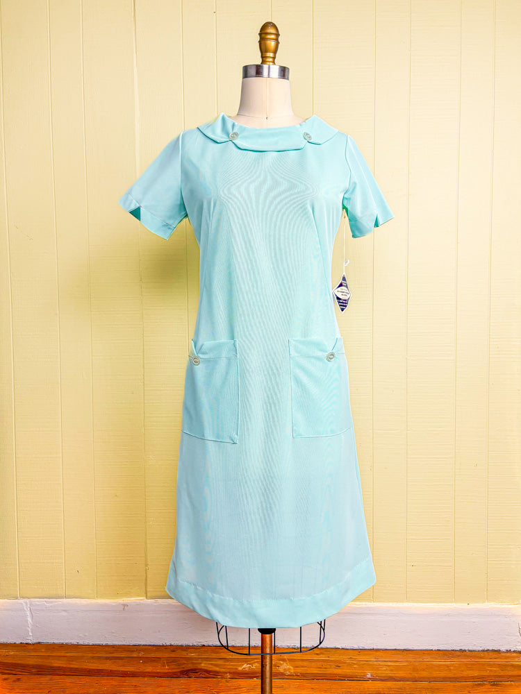 60s Mrs. Maisel Teal Tricot Shift | M