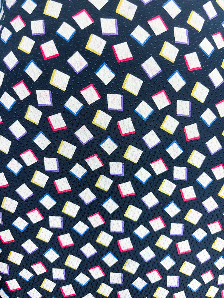 80's 90's Black Rainbow Abstract Print Silk Pencil Skirt | 26"