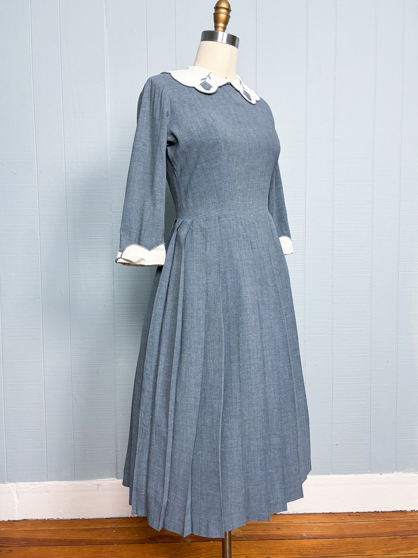 50's Mrs Maisel Tulip Grey Fit & Flare Dress | M