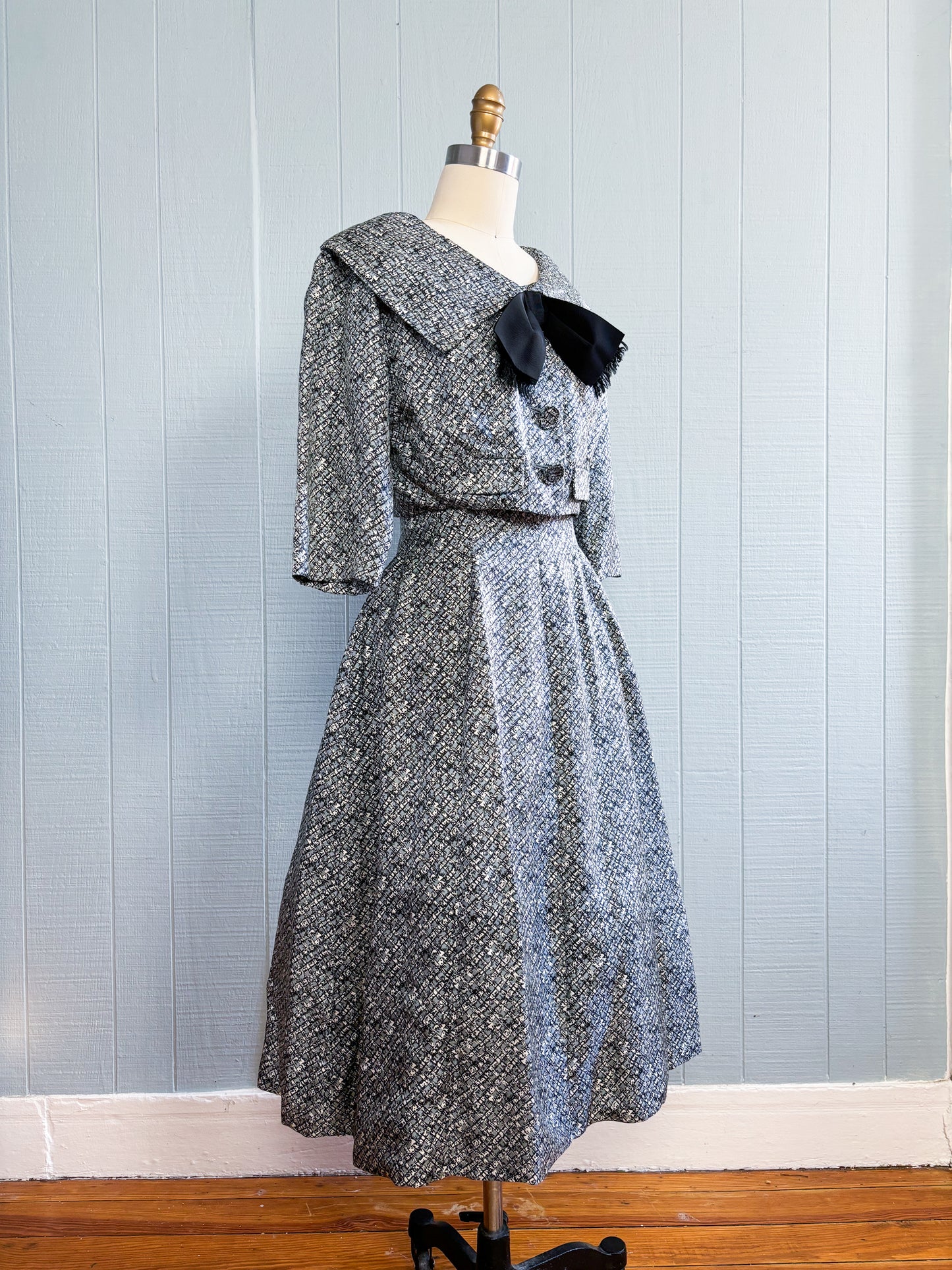 50's Mrs Maisel Fit & Flare Abstract Plaid Dress & Jacket Set | S