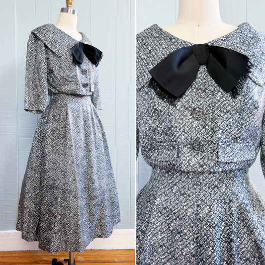 50's Mrs Maisel Fit & Flare Abstract Plaid Dress & Jacket Set | S