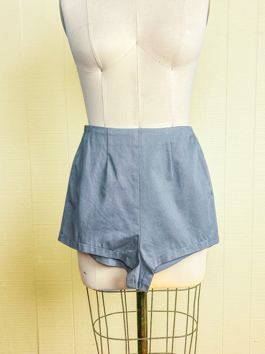 Repro 50s Mrs. Maisel Grey Twill Tap Shorts | W: 24"