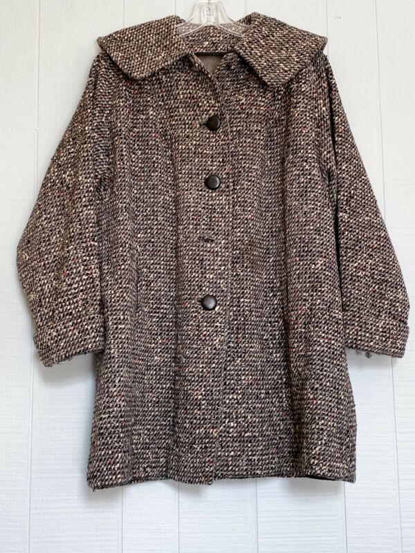 50s 60s Flecked Tweed Swing Coat | L/XL