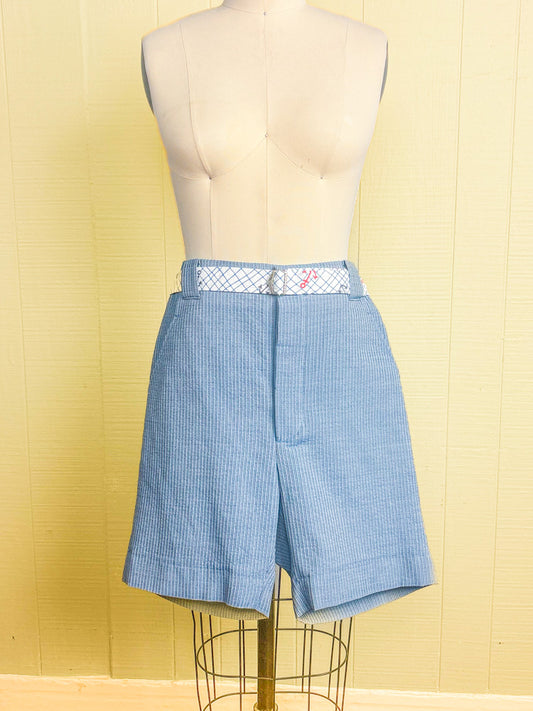 50s Style Mrs. Maisel Blue Stripe Nautical Shorts | S/M