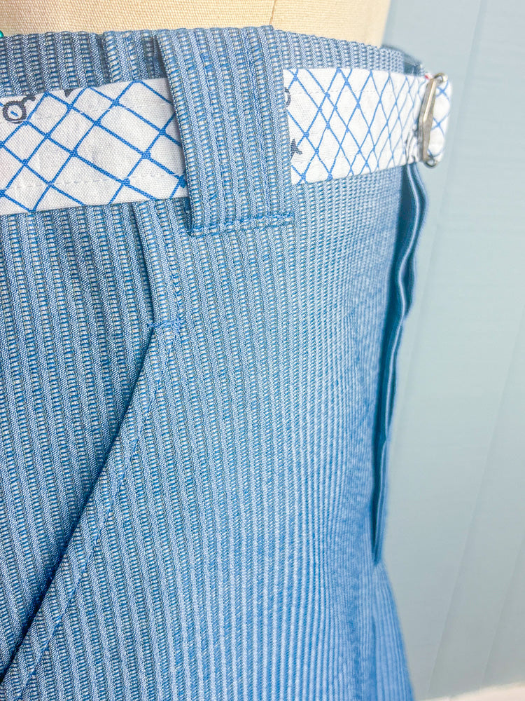 50s Style Mrs. Maisel Blue Stripe Nautical Shorts | S/M