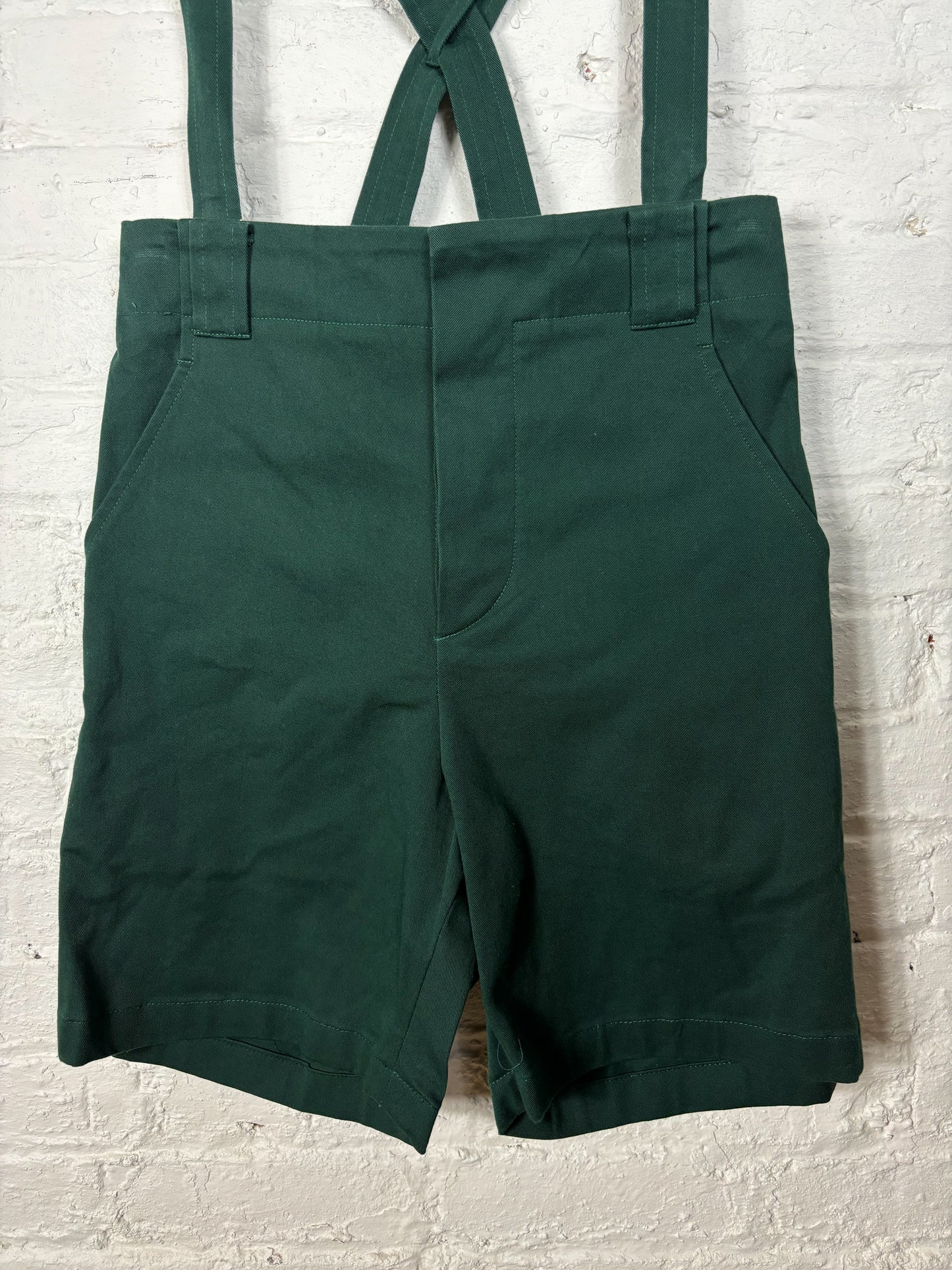 50's Style Mrs. Maisel Forest Green Shorts with Suspenders | S/M