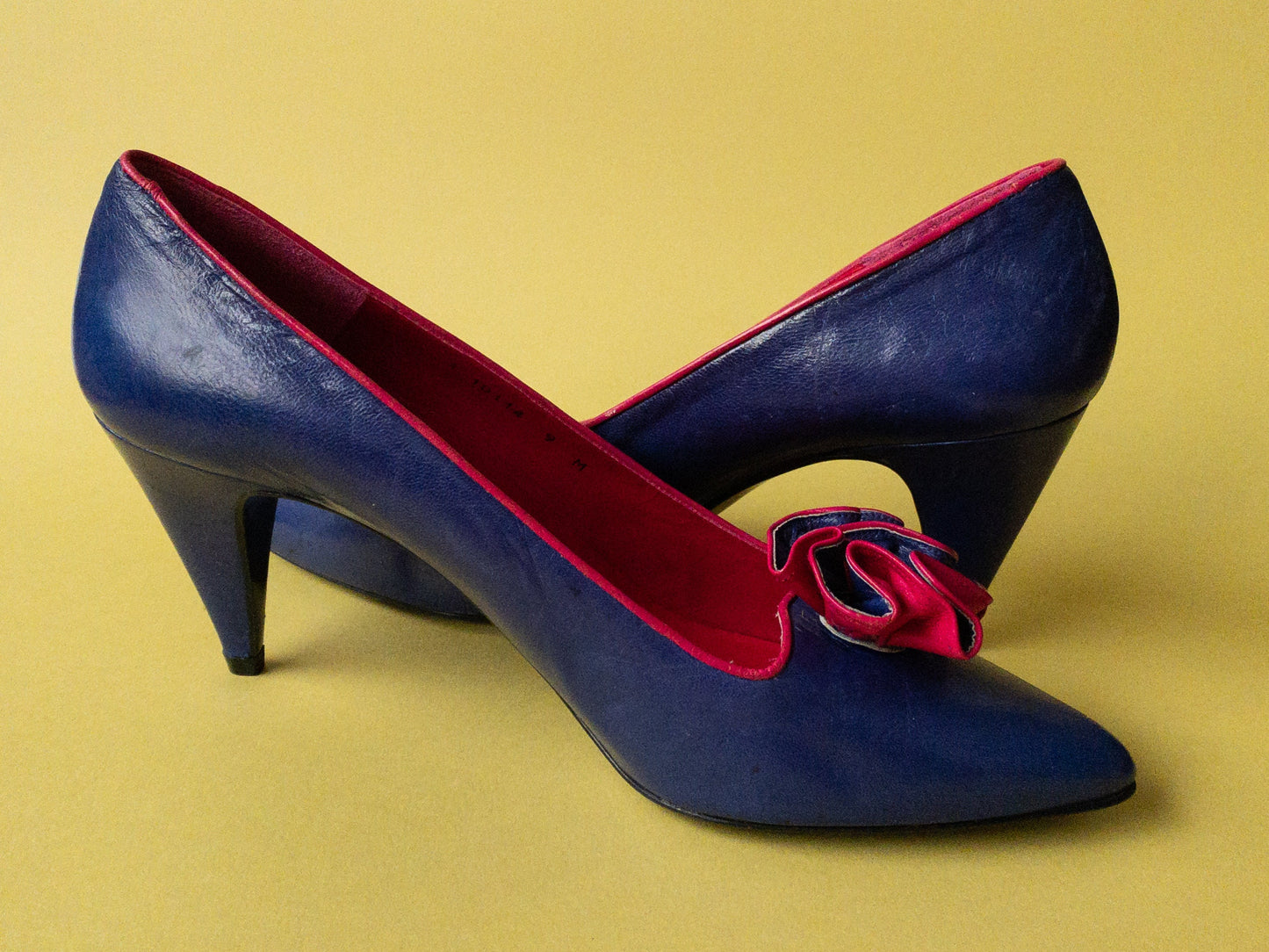 80s Magenta and Blue Leather Heels | 9