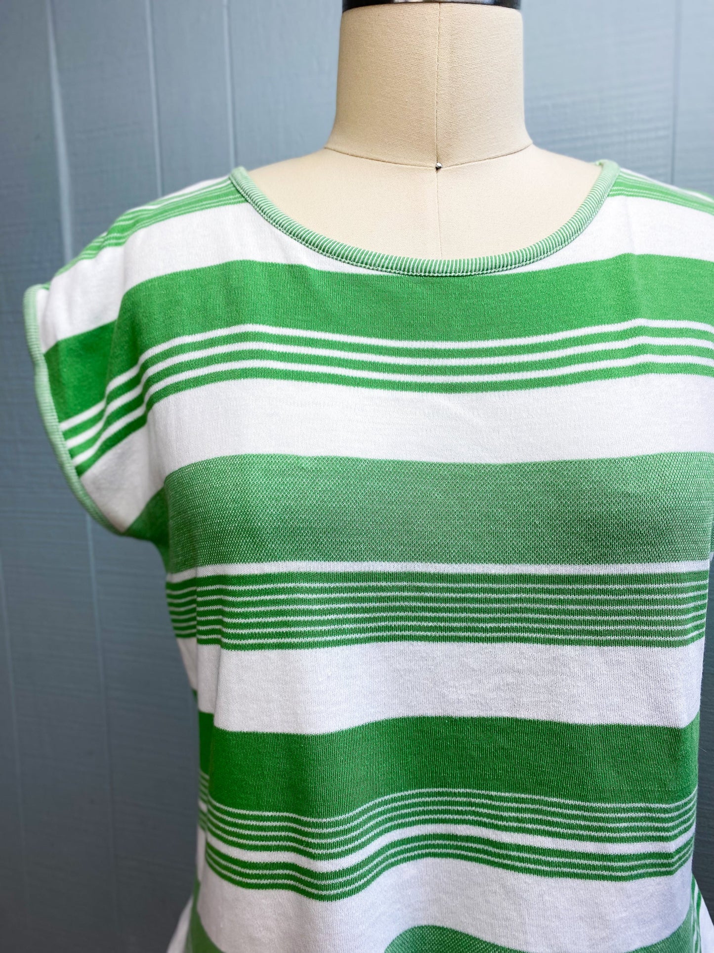 70s 80s Green Stripe Tee | M/L