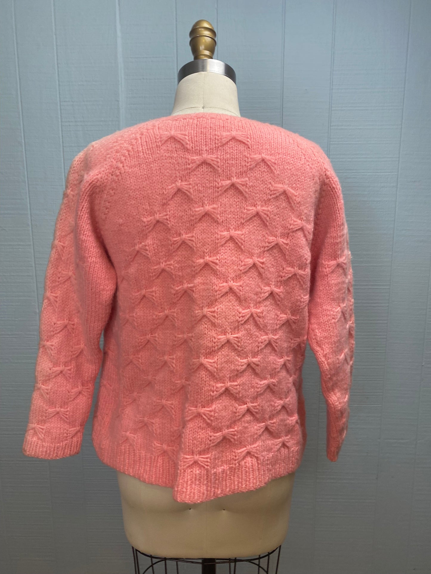 50's 60's "Marvelous Mrs. Maisel" Bubblegum Pink Bow Wool Cardigan