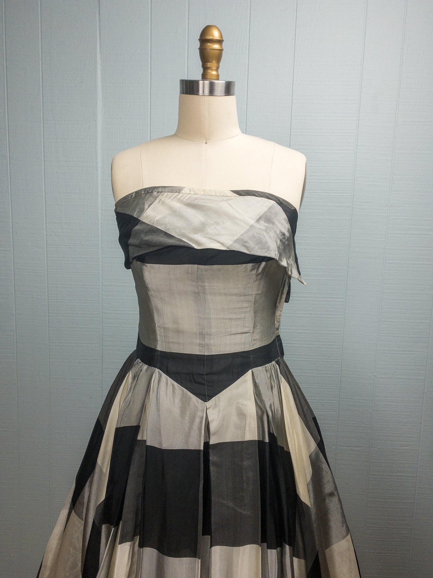 50's Black & White Plaid Party Dress | XXS/XS