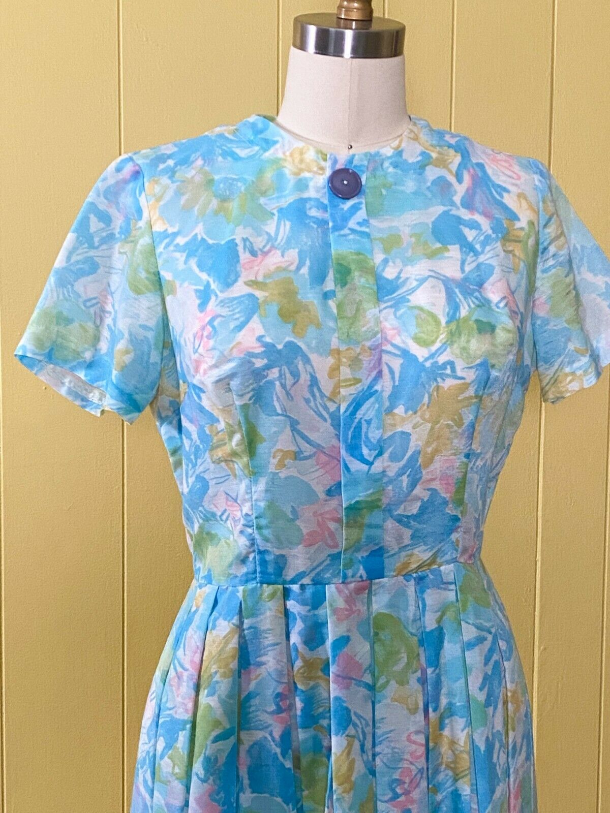 60's Watercolor Floral Pastel Dress