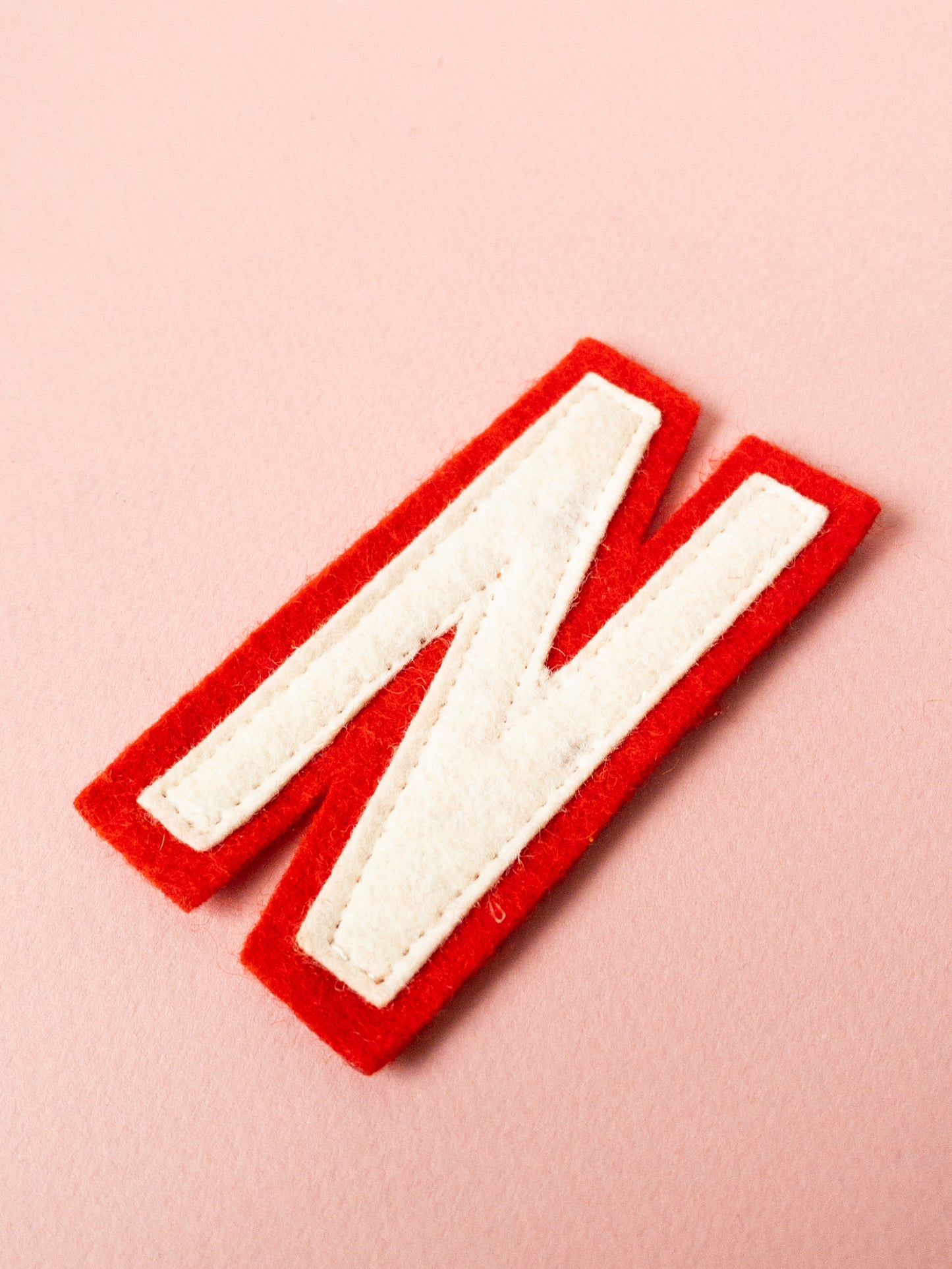 60's Felt Letter Red & White Patch from Letterman Jacket DIY Personalize Craft Initials