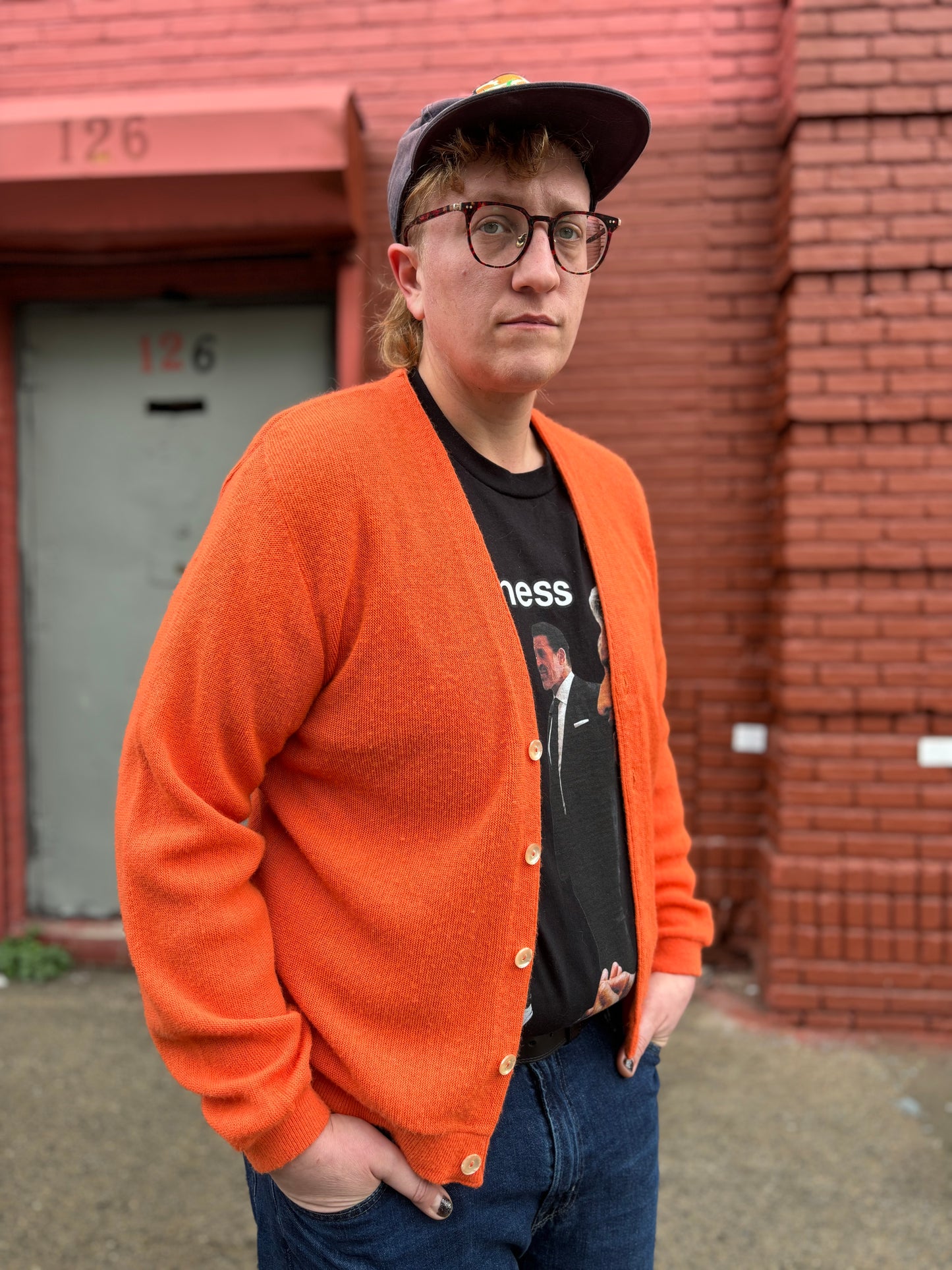 60's Mrs. Maisel Bright Tangerine Orange Grandpa Cardigan | L/XL