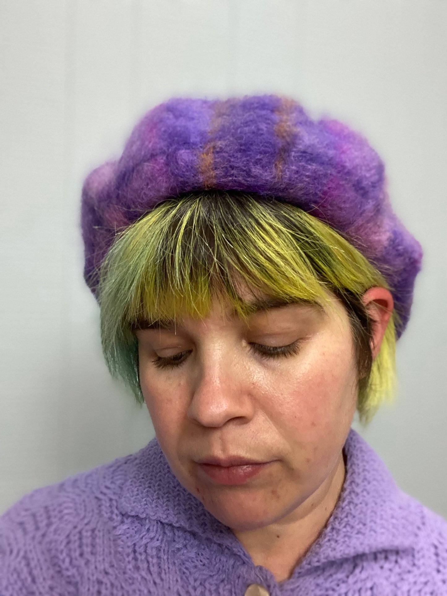 50's/60's "Marvelous Mrs. Maisel" Purple Plaid Mohair Wool Scottish Tam Beret