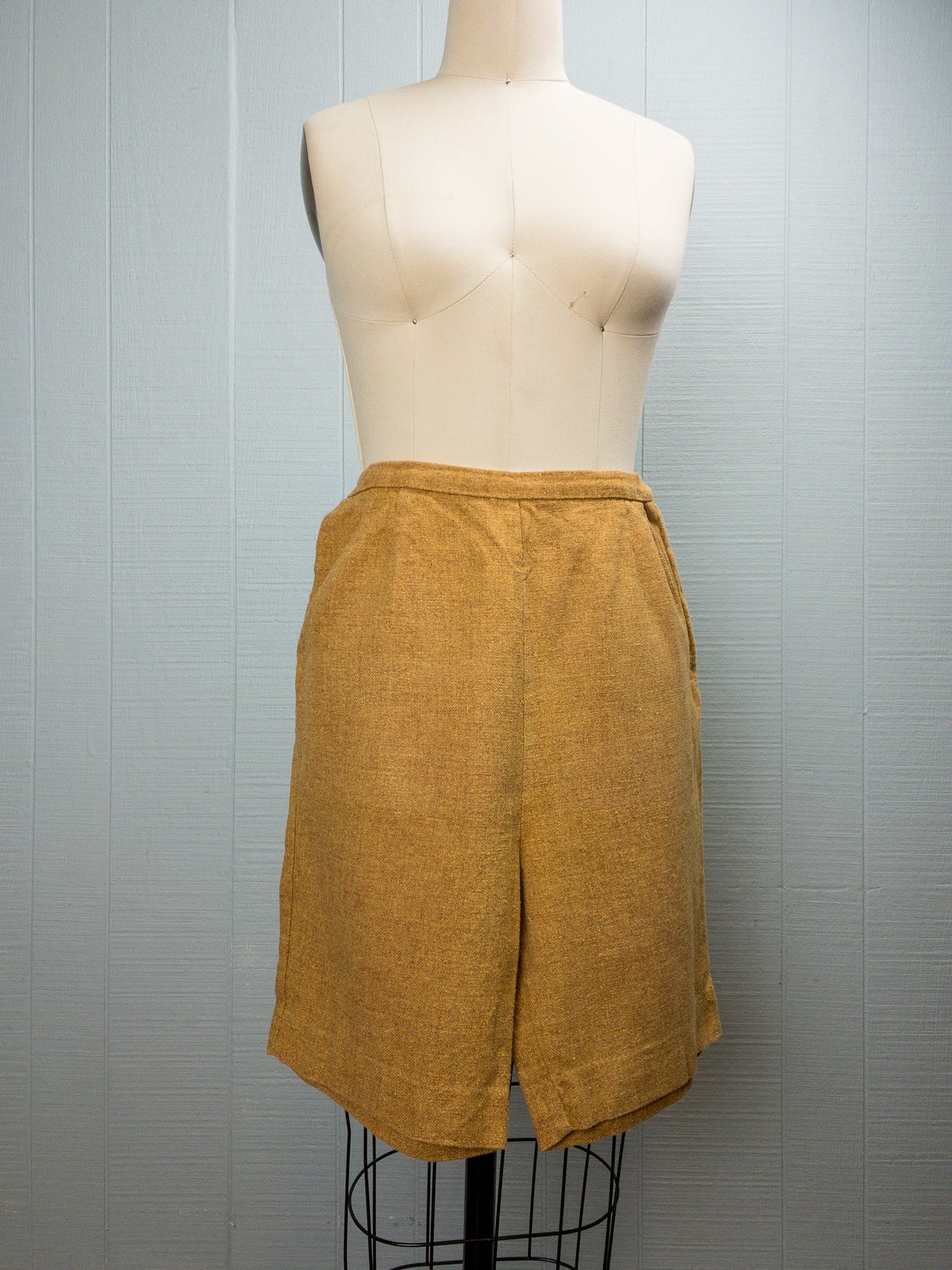 60's Textured Mustard High Waist Shorts
