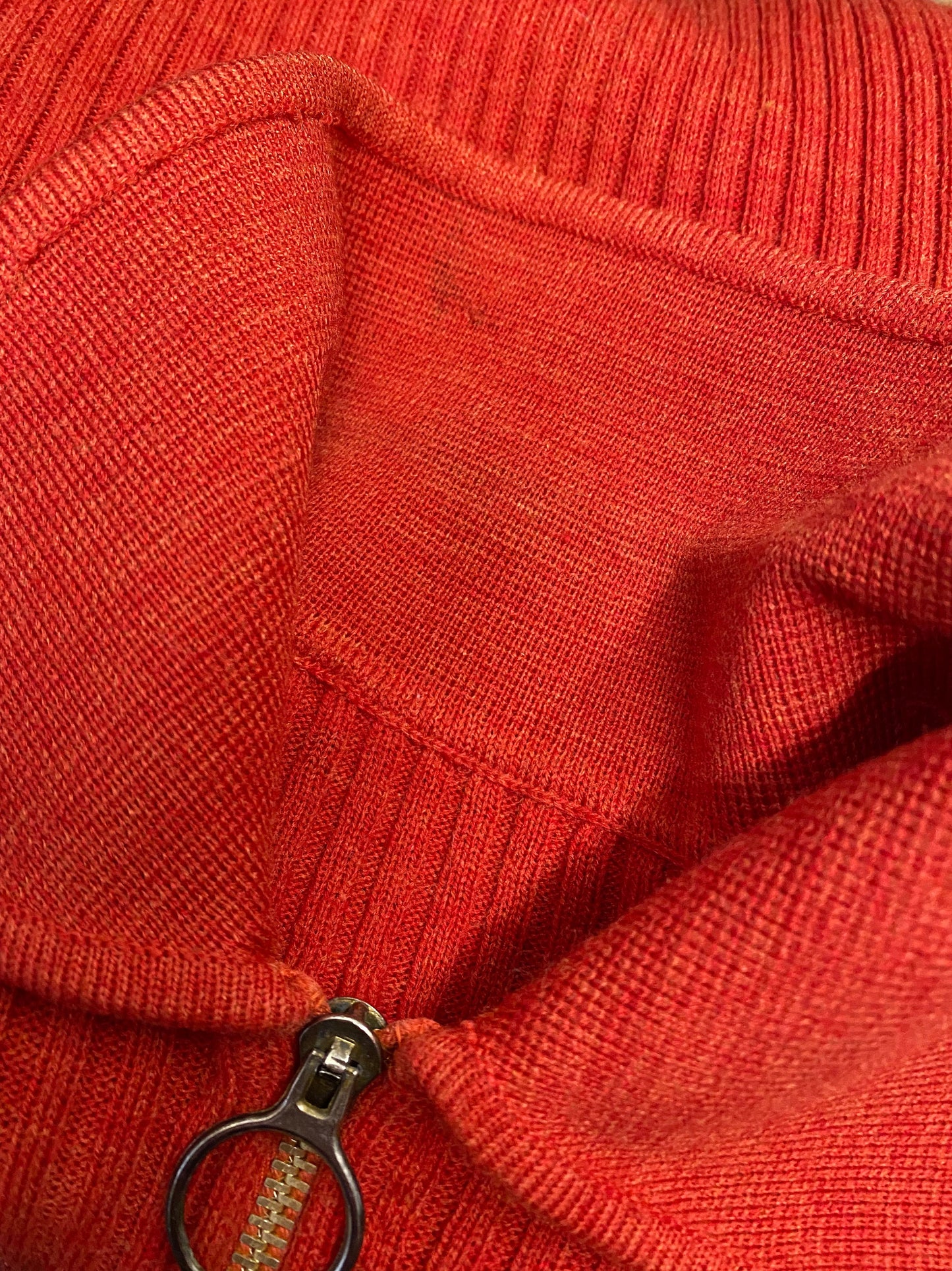 70's Burnt Red Zip Collar Top