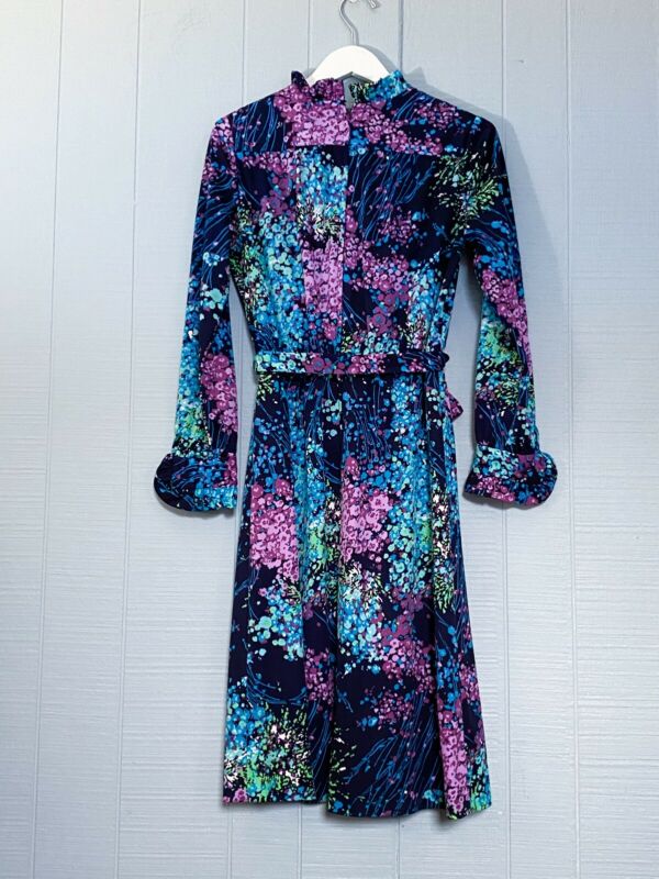 70’s Abstract Floral Ruffle Dress | L