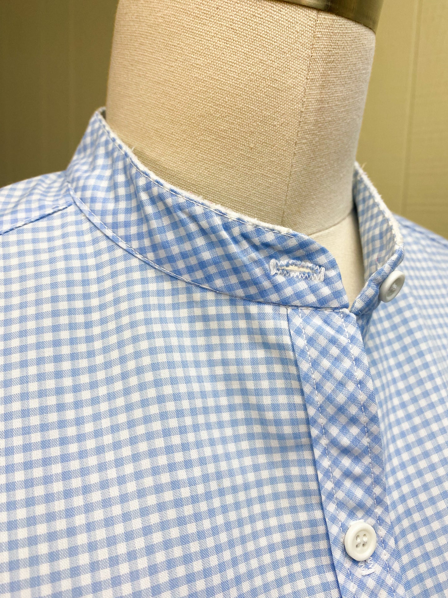 80's Blue Gingham Summer Picnic Shirt | M/L