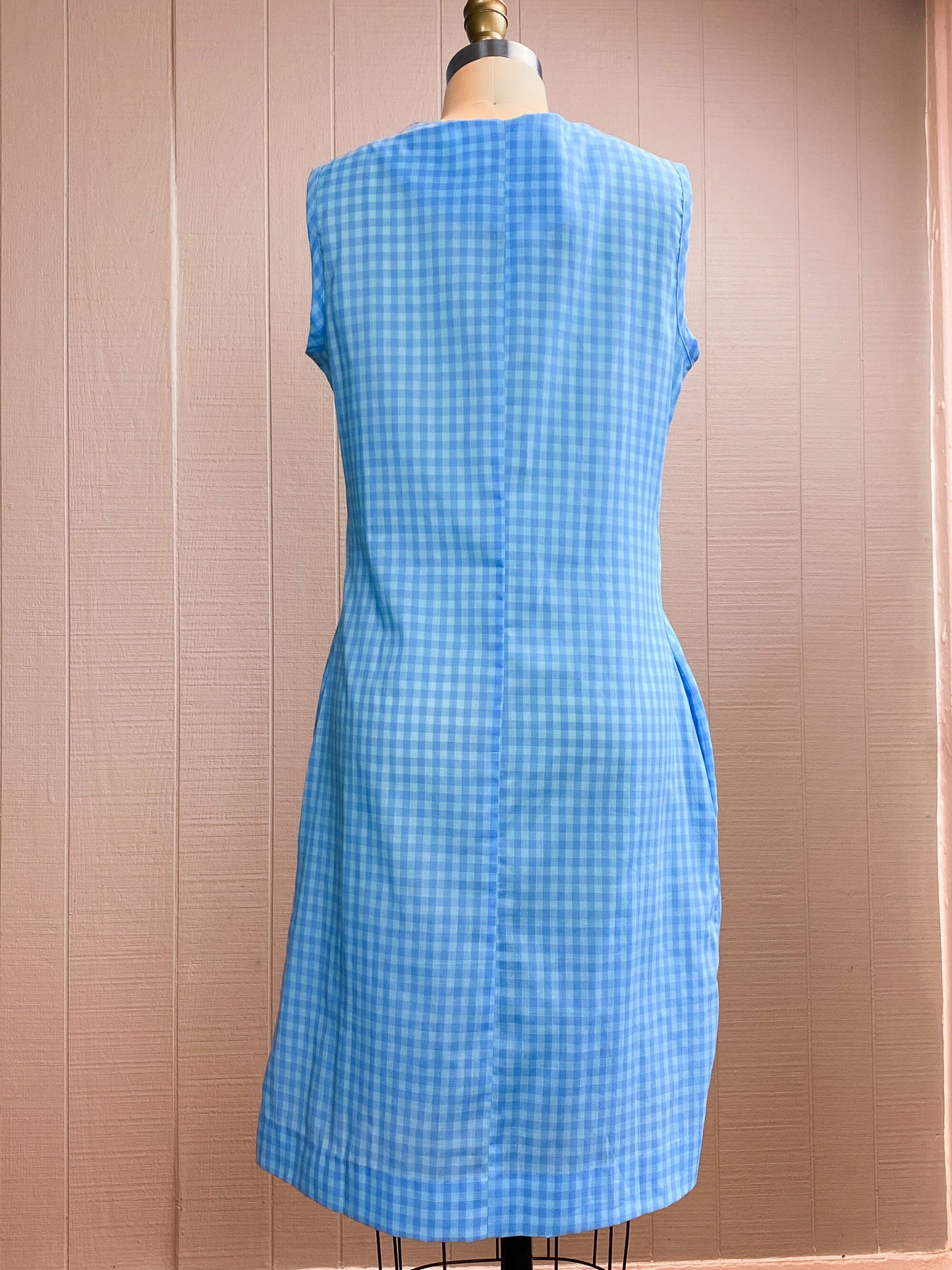 60's Baby Blue Gingham Dress | M