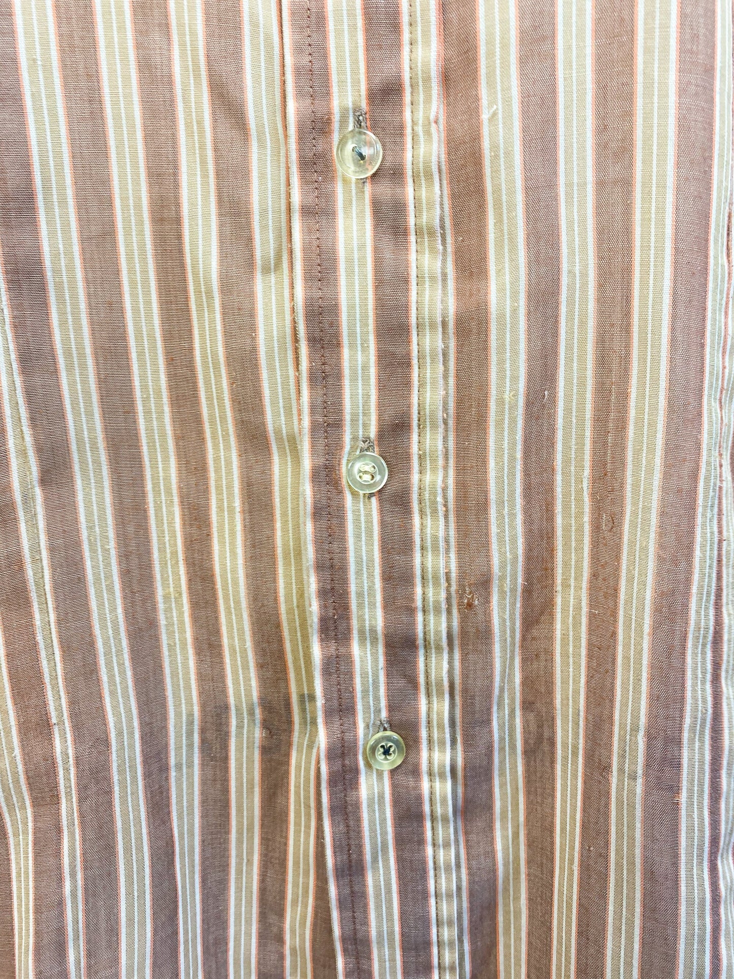 60s 70s Brown Stripe Shirt | M/L