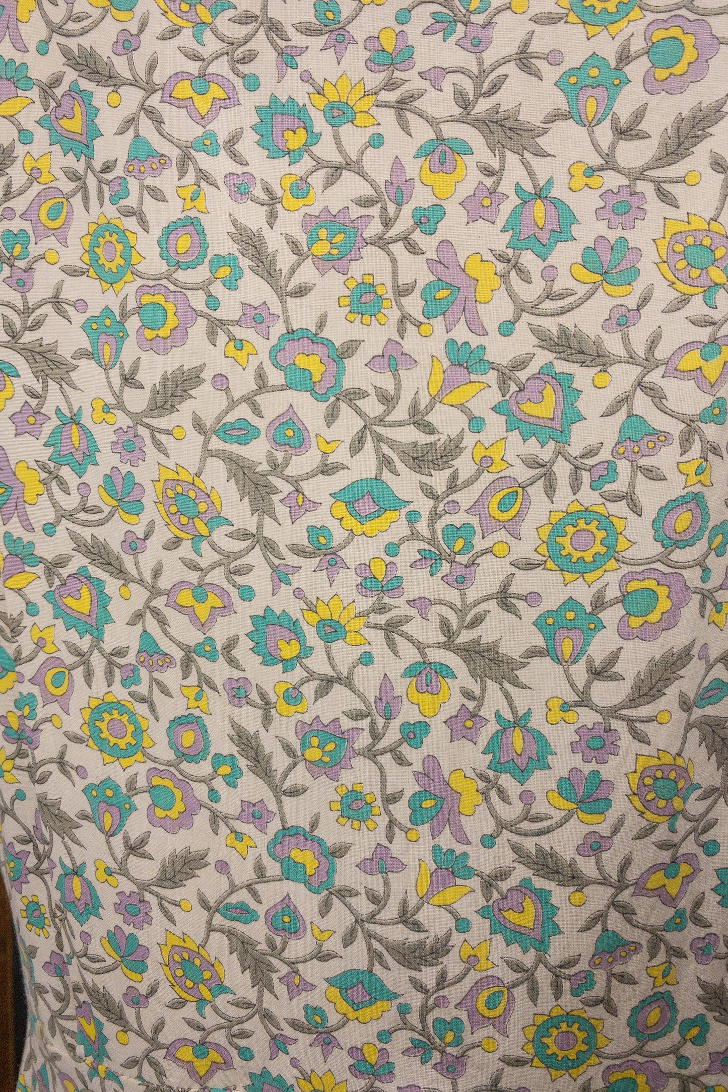 50's Grey & Yellow Flower Summer Dress | L/XL