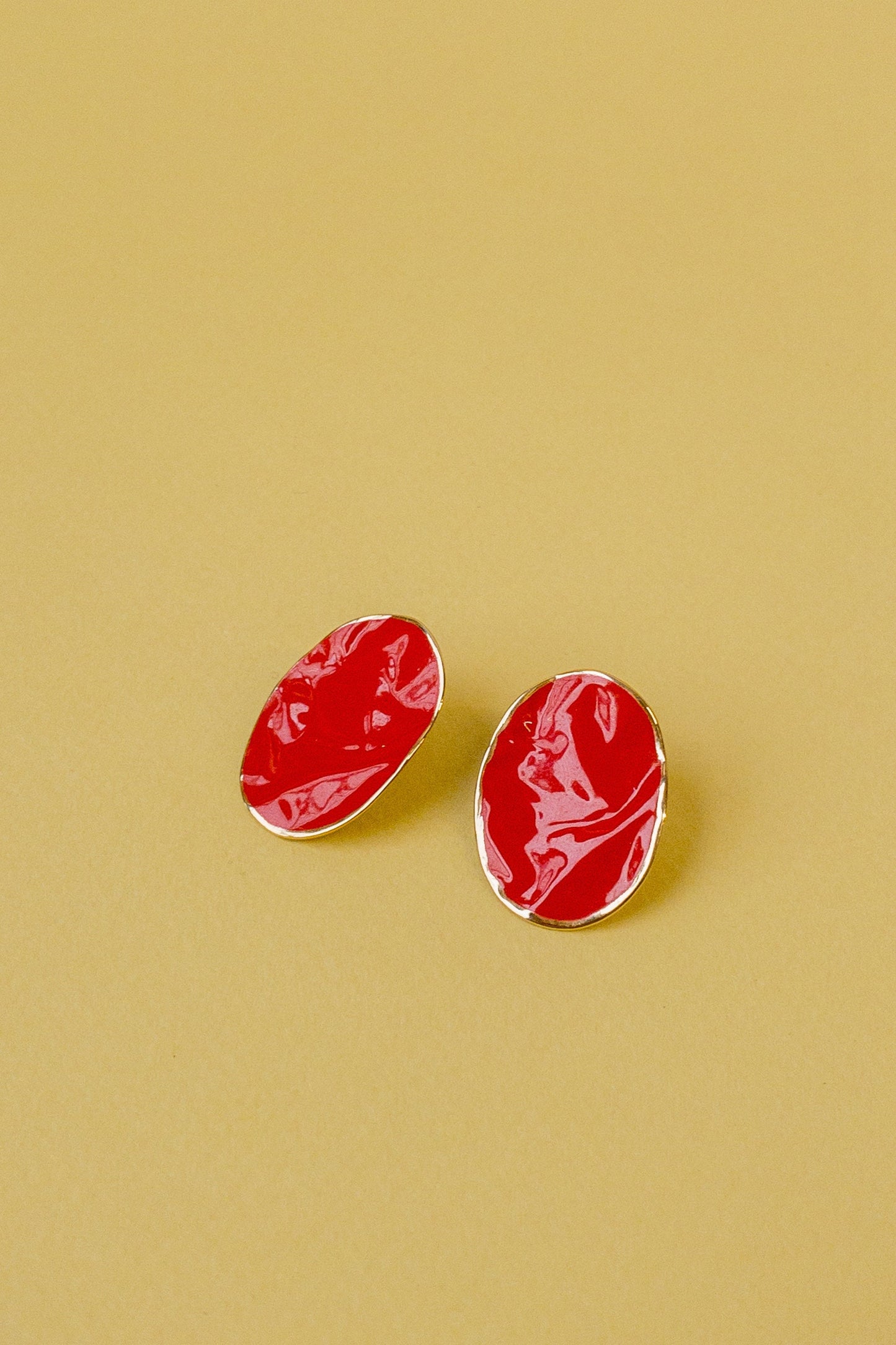 80's Red Crinkle Earrings