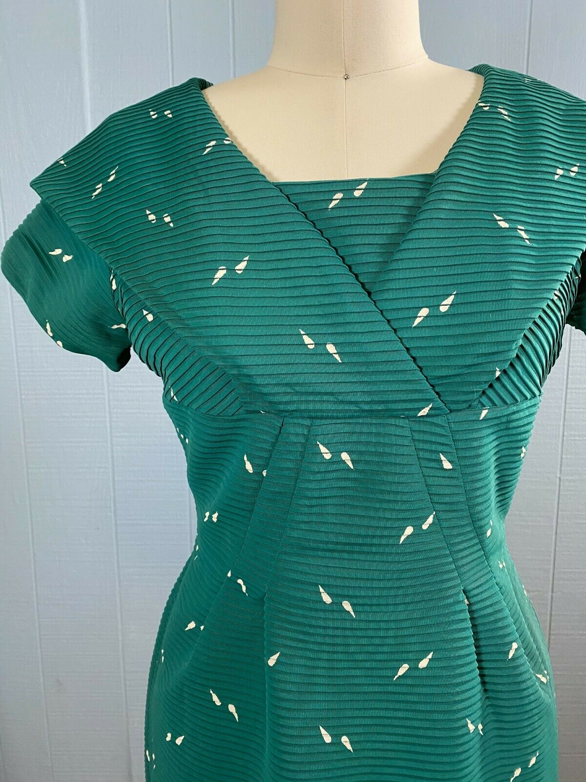 50s Emerald Green Fleck Sailor Dress | S/M